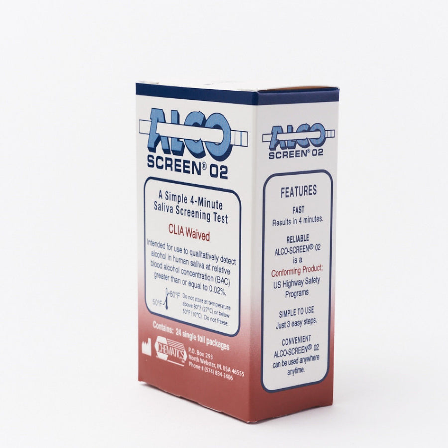 AlcoScreen 02 CLIA Waved Saliva Alcohol Screening Test Strip - (24 Test Strips / Box) 56024 - 9102 Alcohol,Saliva Test Chematics